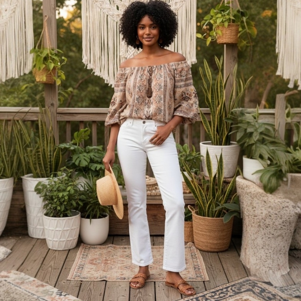 Fidelity Women's Straight Leg White Jeans